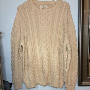St. John’s Bay Cable Knit Sweater | Men’s XL | 100% Cotton | Beige